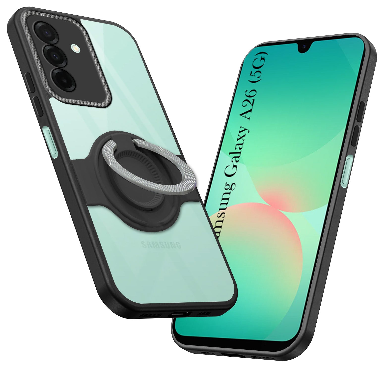 For Samsung Galaxy A26 5G Back Cover Case with stand (Built-in Ring Holder Kickstand | Lifetime Anti Yellow | Camera Protection)