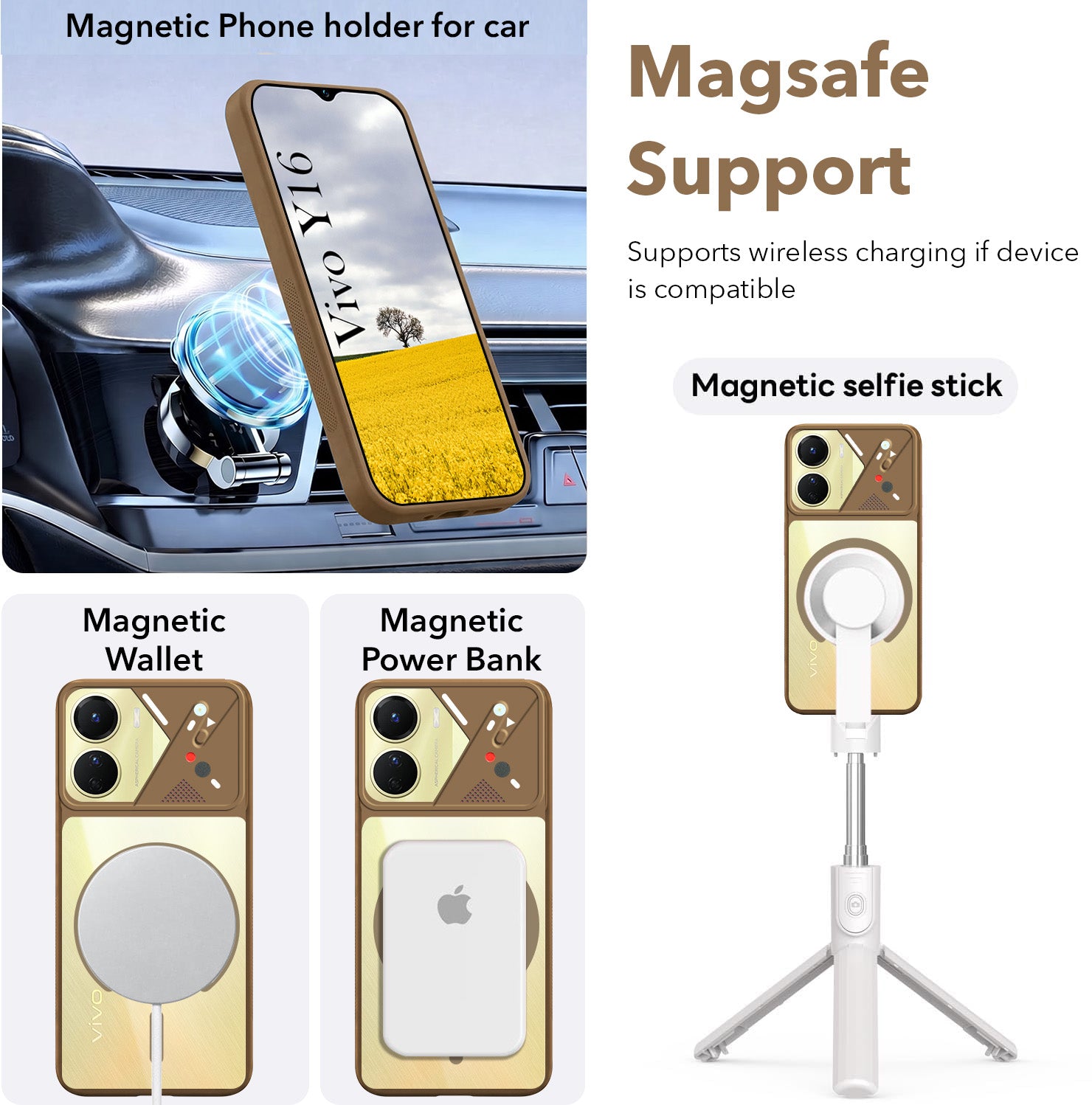 For Vivo Y16 Back Cover Case Lifetime Anti-Yellow Clear (Camera Protection | Side Grip | Wireless MagSafe Compatible)