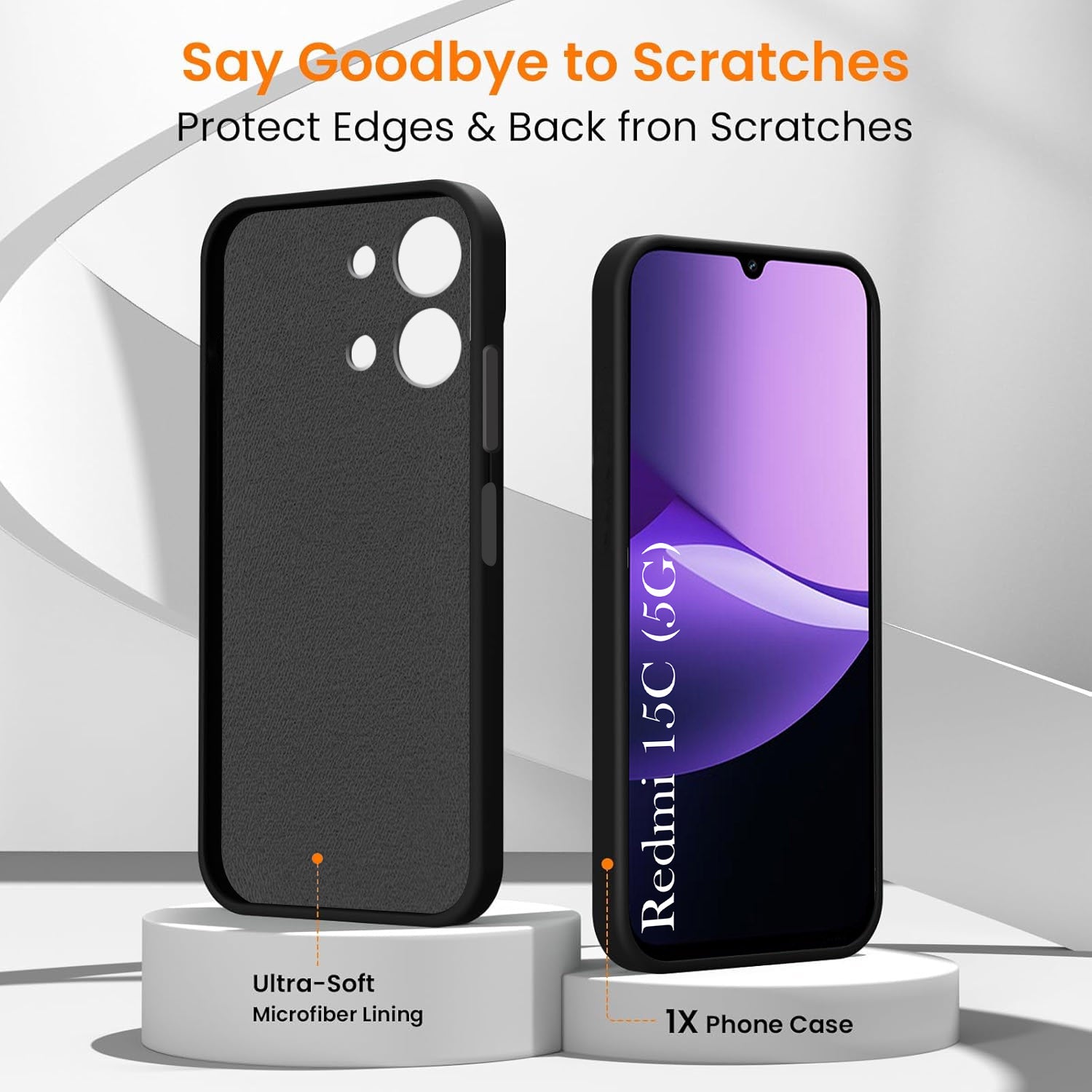 For Redmi 15C Back Cover Case Rubberised (Textured Grip Design | Micro-Fiber Cloth Inside | Slim and Light Weight | Soft Touch and Feel)