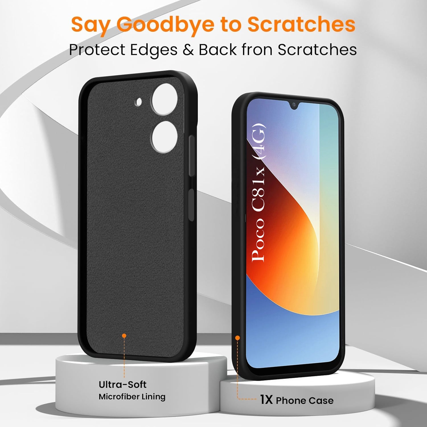 For Poco C81x Back Cover Case Rubberised (Textured Grip Design| Micro-Fiber Cloth Inside | Slim and Light Weight | Soft Touch and Feel)