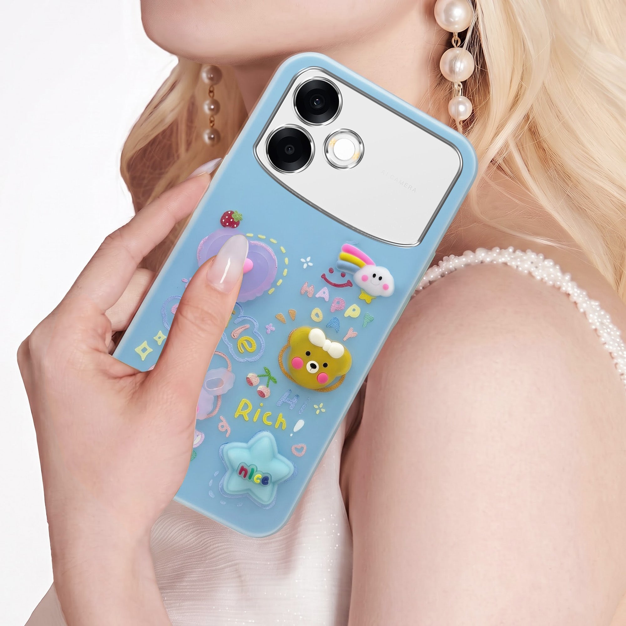For Oppo F33 Pro 5G Back Cover Case (3D Cute Cartoons | Hard Back Side Soft | Matte Premium Finish | HD Printing)