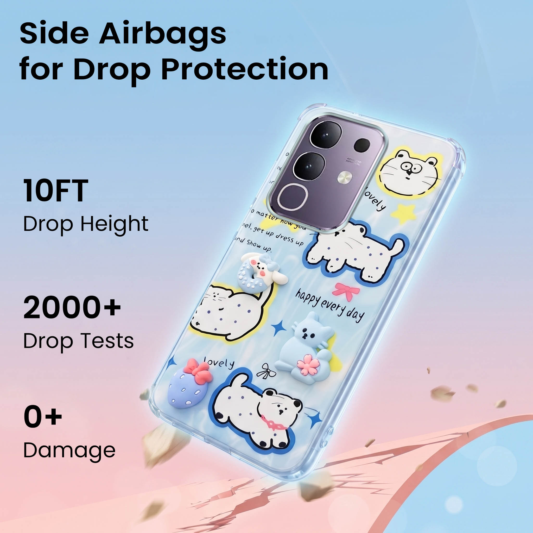 For Vivo T4x | Vivo Y31 Pro Back Cover Case (3D Cute Cartoons | Hard Back Side Soft | Matte Premium Finish | HD Printing)