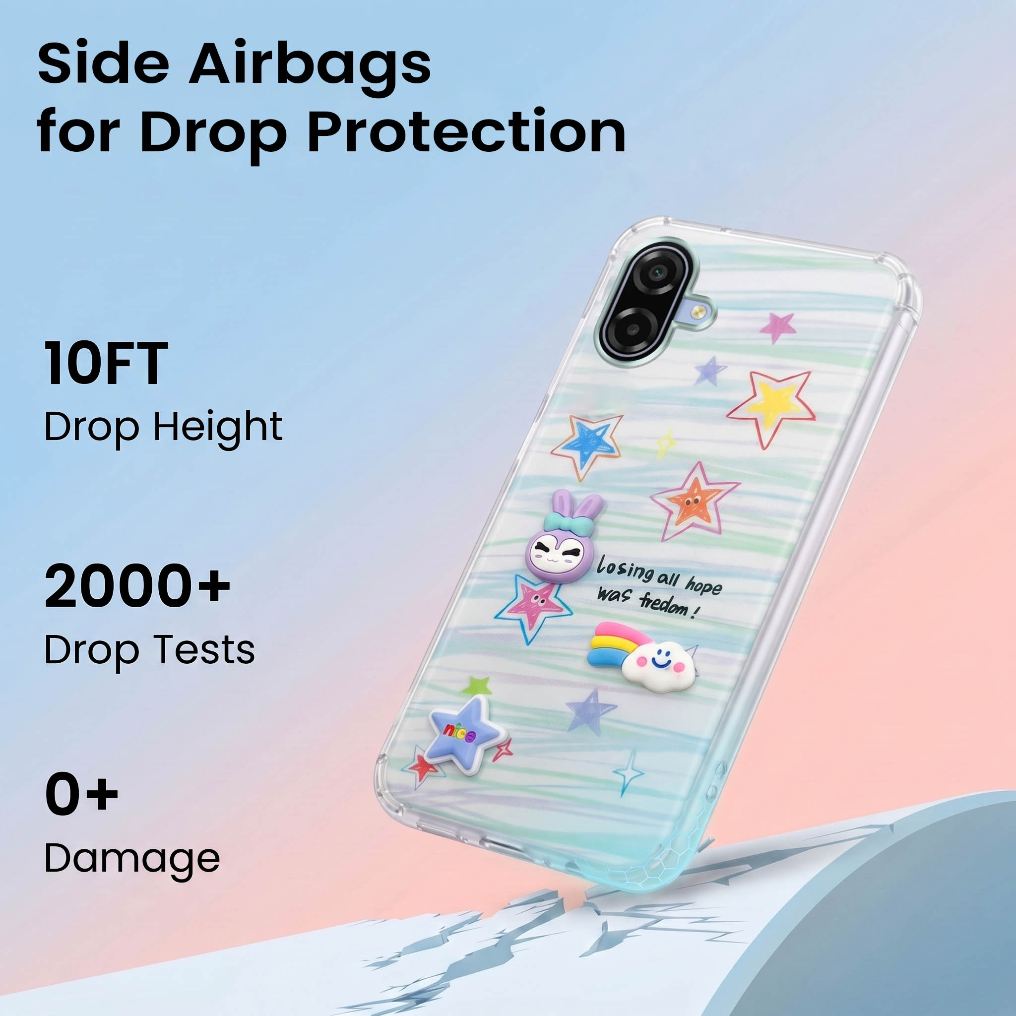 For Samsung Galaxy M17e Back Cover Case (3D Cute Cartoons | Hard Back Side Soft | Matte Premium Finish | HD Printing)