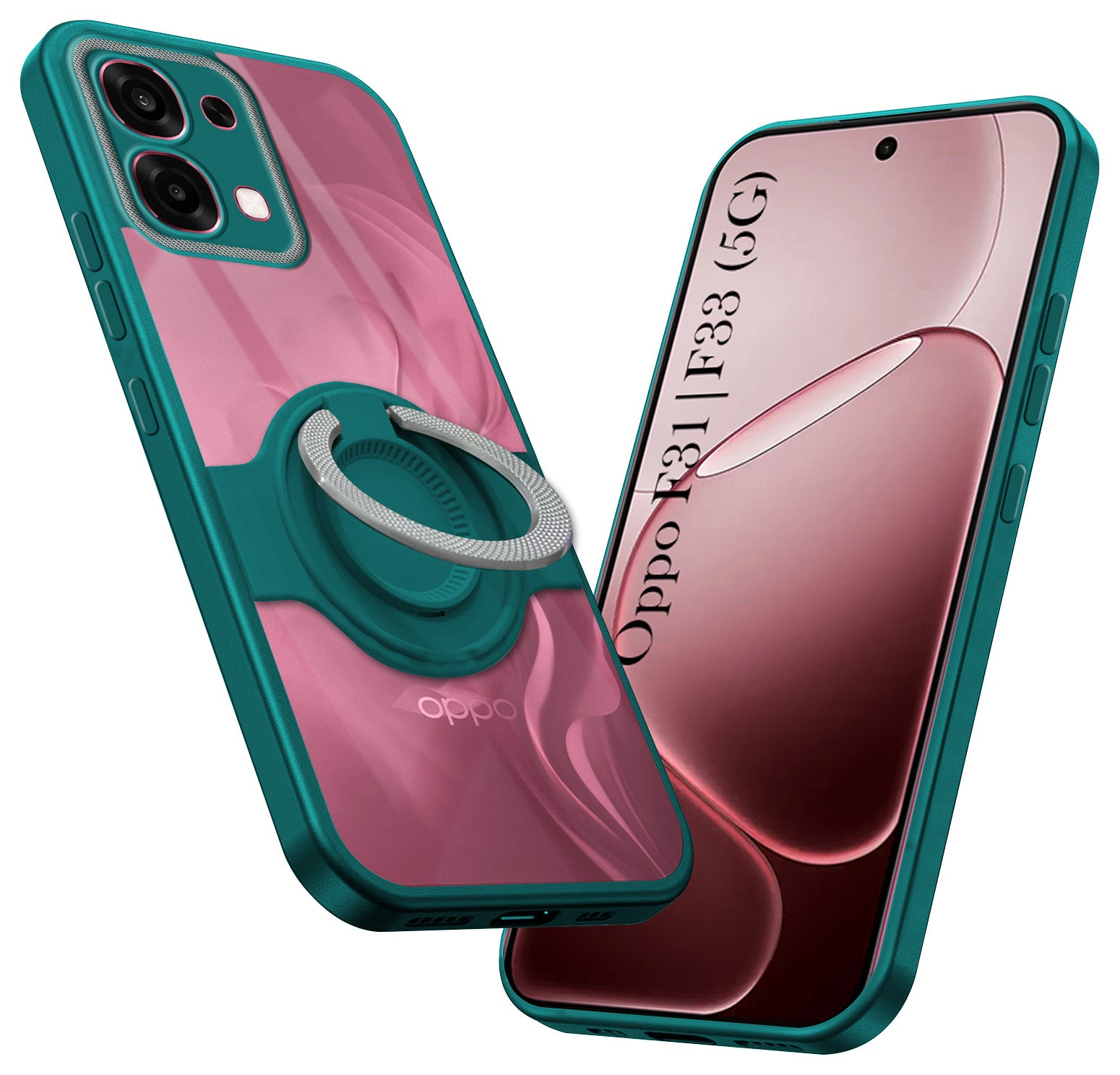 For Oppo F31 5G | Oppo F33 5G Back Cover Case with stand (Built-in Ring Holder Kickstand | Lifetime Anti Yellow | Camera Protection)