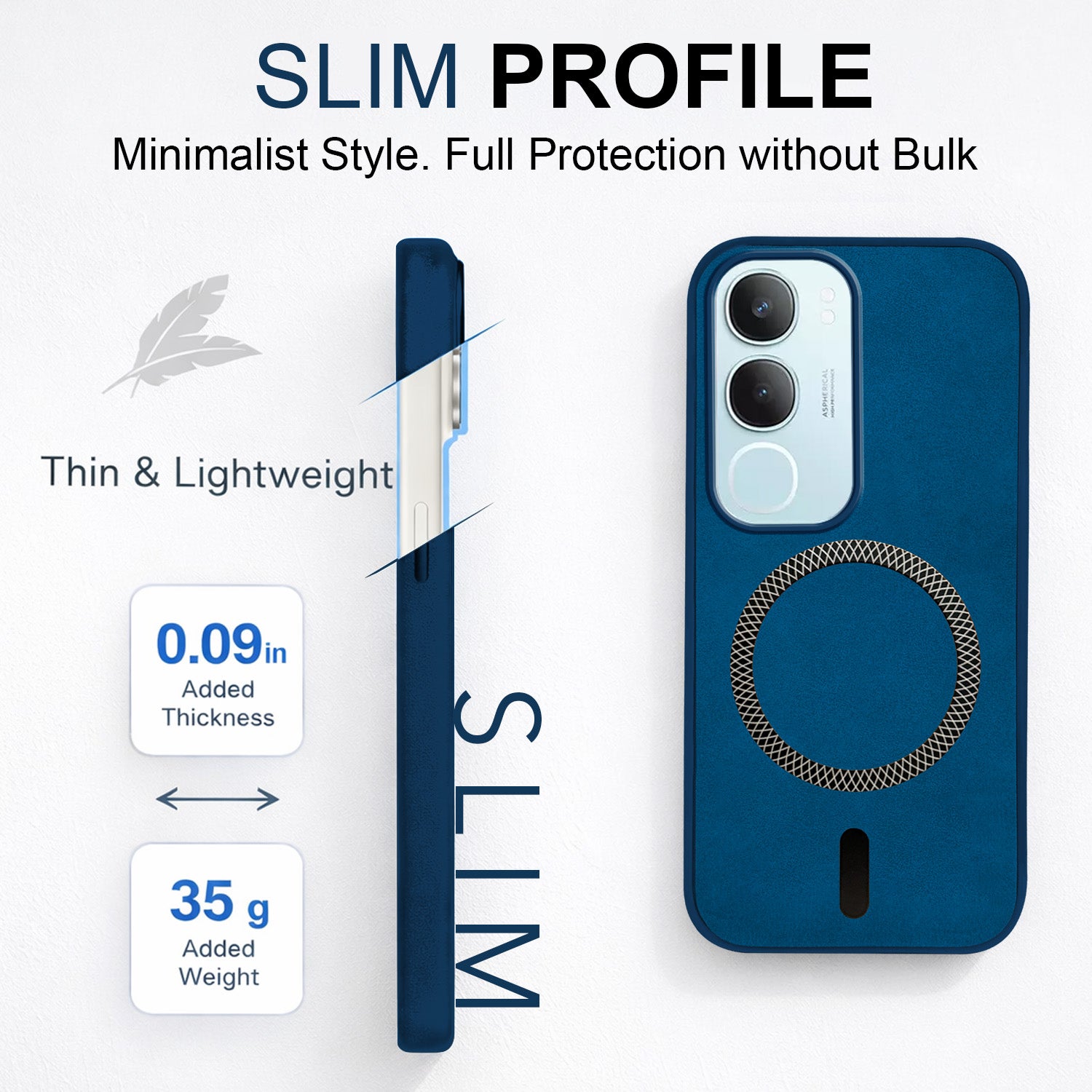 For Vivo Y29 Back Cover Case Leather Finish (MagSafe Compatible Wireless Charging | Soft Touch | Camera Bump Protection)