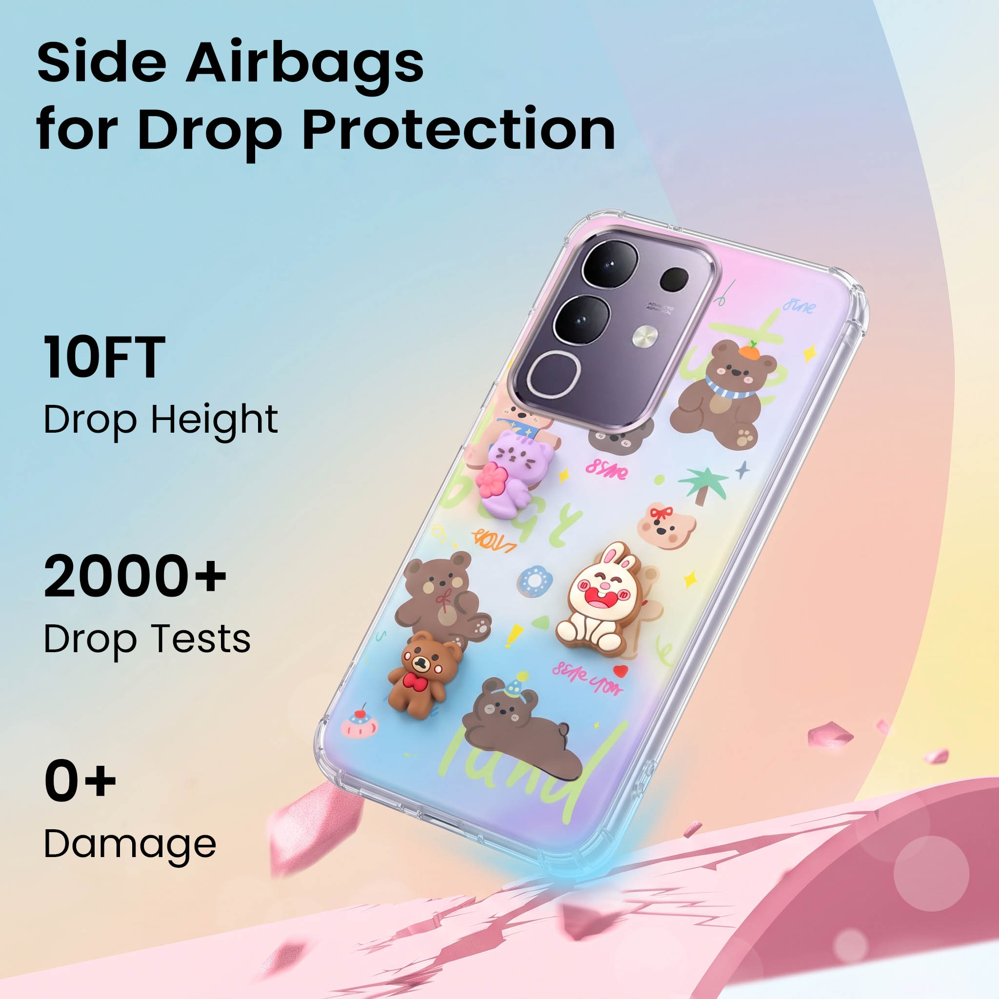 For Vivo T4x | Vivo Y31 Pro Back Cover Case (3D Cute Cartoons | Hard Back Side Soft | Matte Premium Finish | HD Printing)