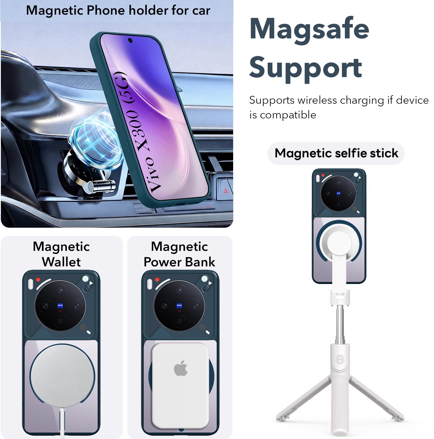 For Vivo X300 5G Back Cover Case Lifetime Anti-Yellow Clear (Camera Protection | Side Grip | Wireless MagSafe Compatible)