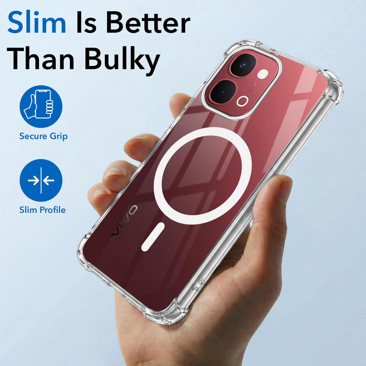 For Vivo Y31T 5G Back Cover Shockproof Crystal-Clear (Magsafe Wireless Support | Drop & Camera Protection | Hard Polycarbonate)