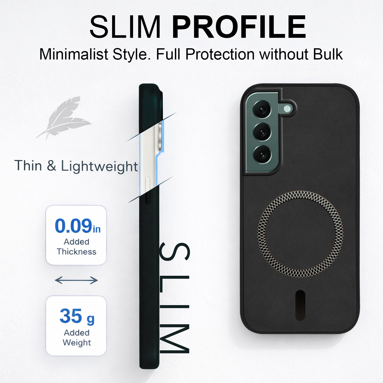 For Samsung Galaxy S22 Plus 5G Back Cover Case Leather Finish (MagSafe Compatible Wireless Charging | Soft Touch | Camera Bump Protection)