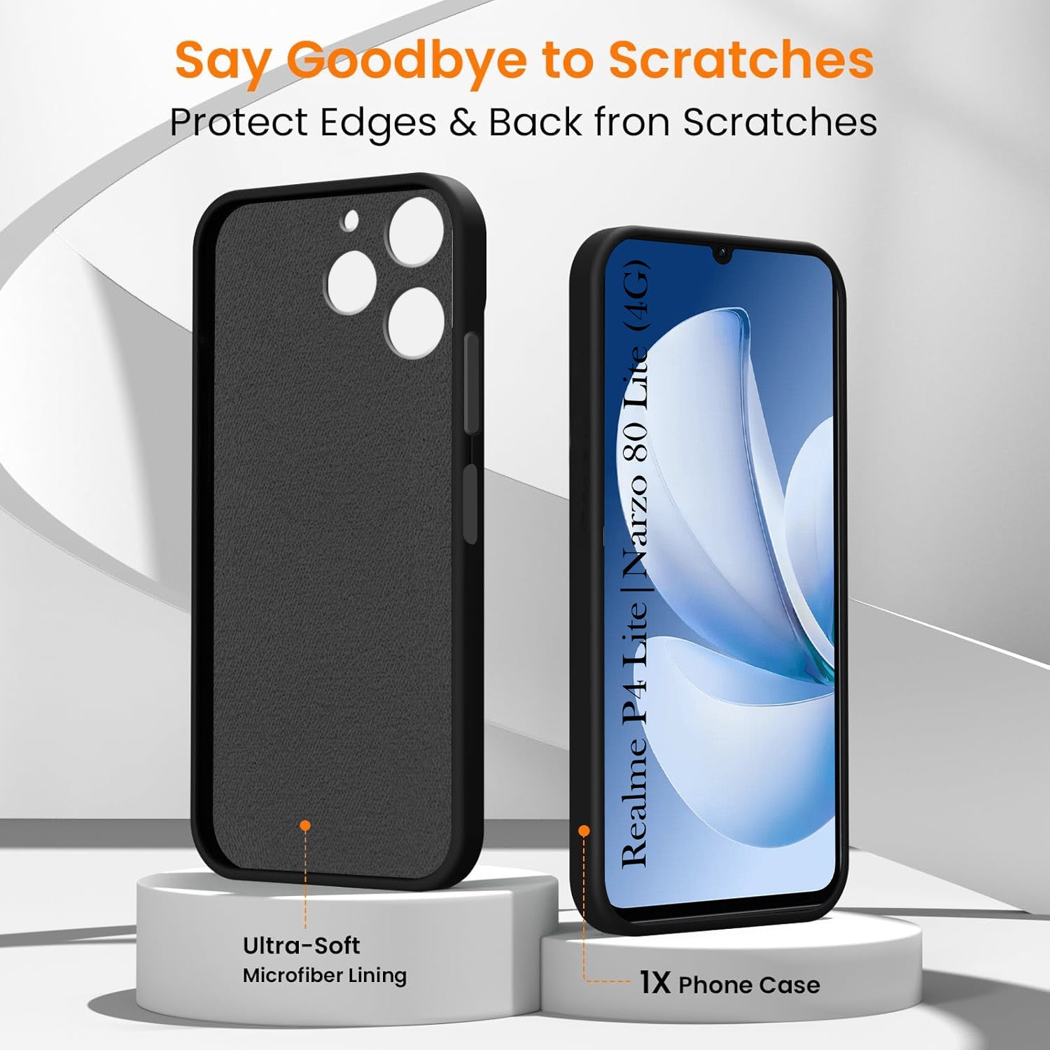 For Realme P4 Lite | Realme Narzo 80 Lite (4G) Back Cover Case (Textured Grip Design | Micro-Fiber Cloth Inside | Slim and Light Weight | Soft Touch and Feel)