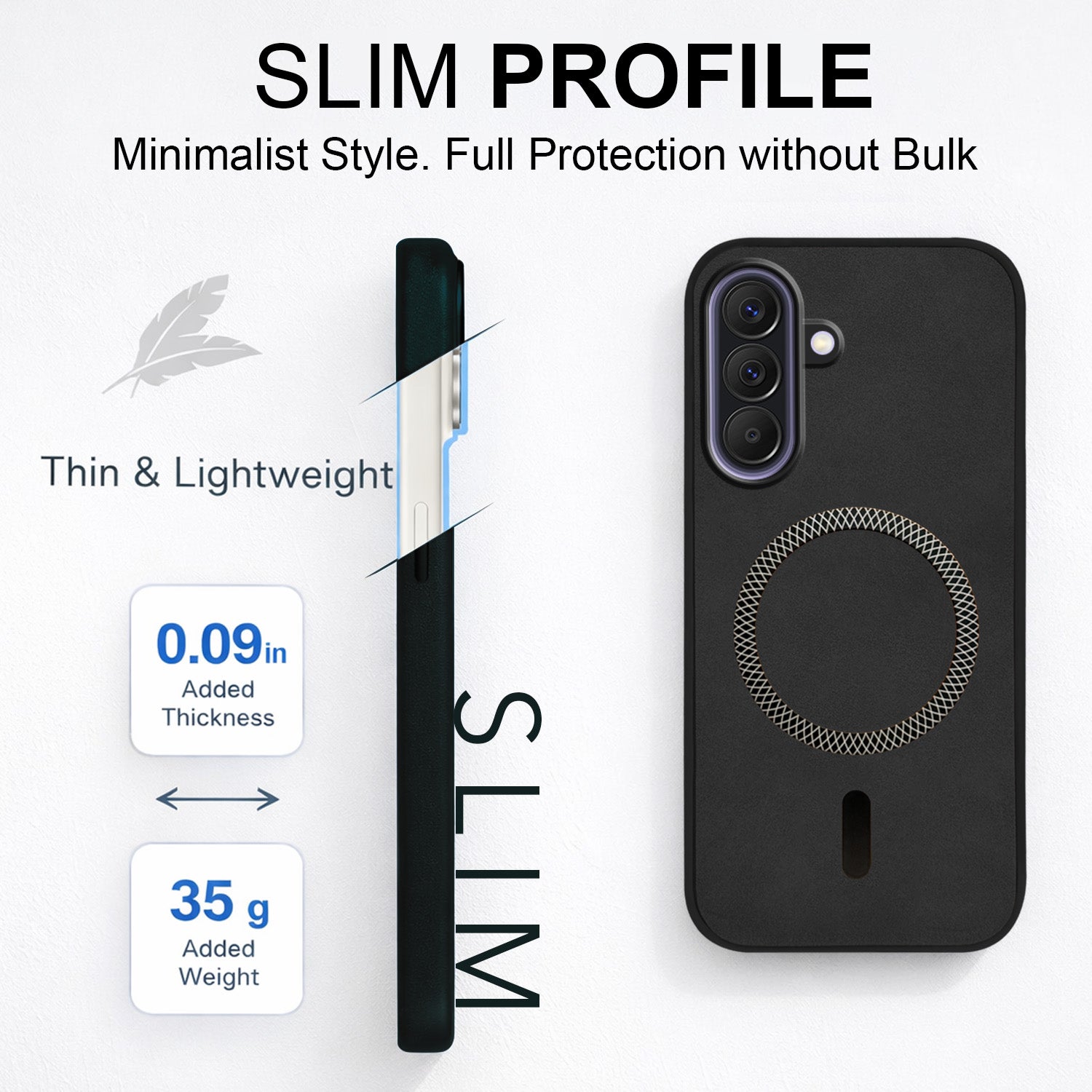 For Samsung Galaxy A57 5G Back Cover Case Leather Finish (MagSafe Compatible Wireless Charging | Soft Touch | Camera Bump Protection)