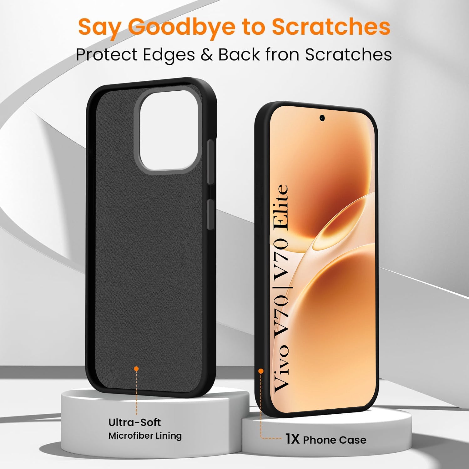 For Vivo V70 | Vivo V70 Elite 5G Back Cover Case Rubberised  Elite 5G (Textured Grip Design | Micro-Fiber Cloth Inside | Slim and Light Weight | Soft Touch and Feel)