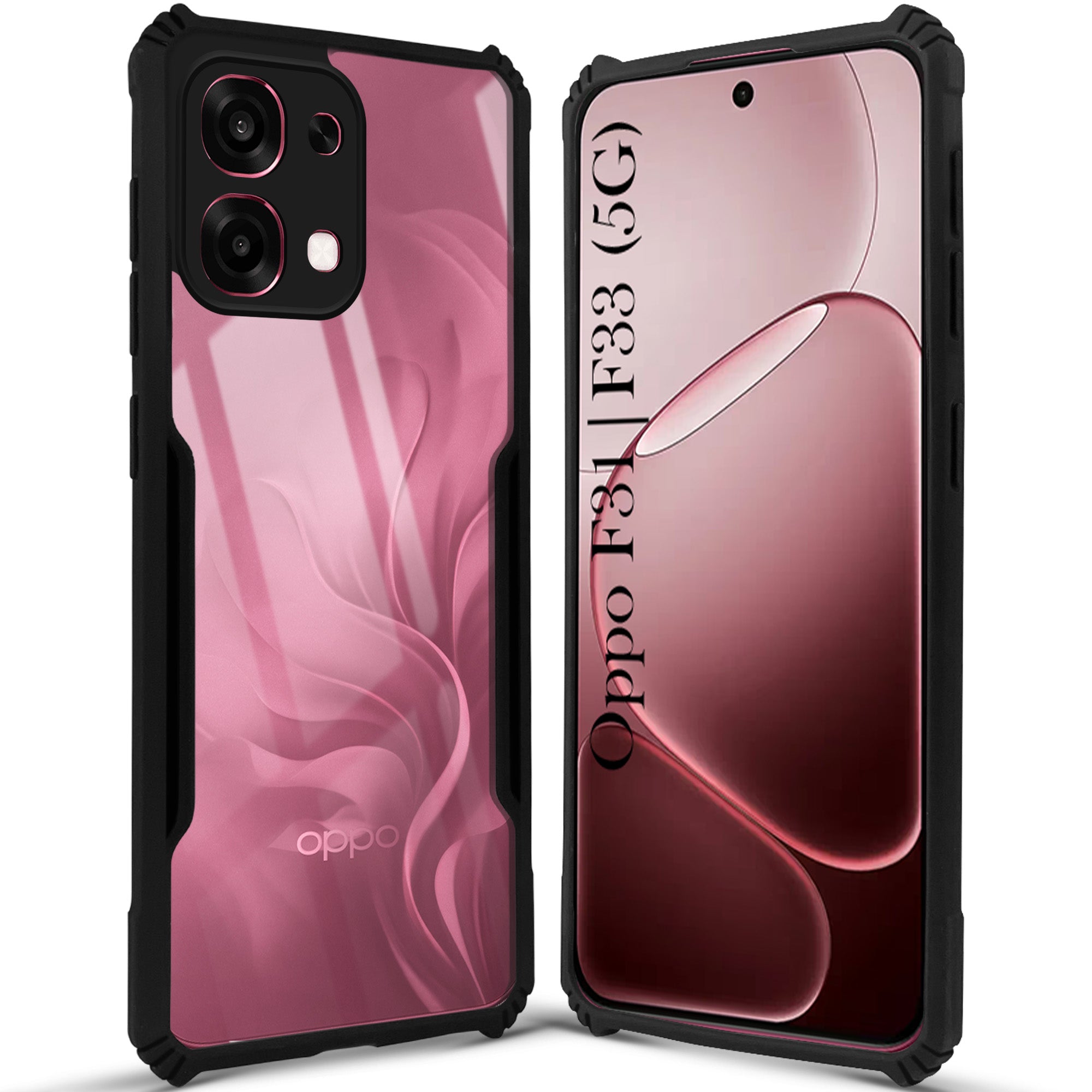 For Oppo F31 5G | Oppo F33 5G Back Cover Case Hybrid (Shockproof with Polycarbonate Clear Panel | Professional Black)