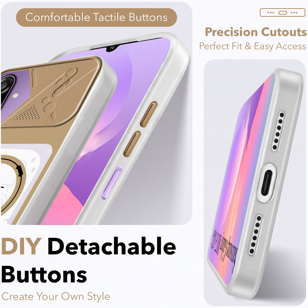 For Samsung Galaxy M17e Metallic Back Cover Case (Metallic Camera Protection & Buttons | Translucent Milky Shade | Hard Polycarbonate)