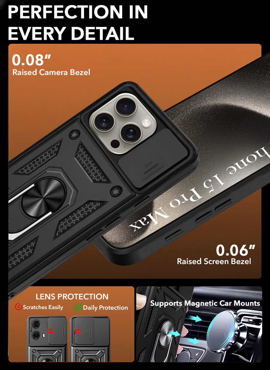 For iPhone 15 Pro Max Back Cover Case (Hybrid Dual Armor Polycarbonate)