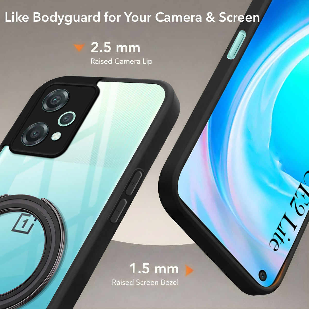 For OnePlus Nord CE 2 Lite 5G Back Cover Case (Kick Stand Ring Holder | Life time Anti Yellow | Camera Protection)