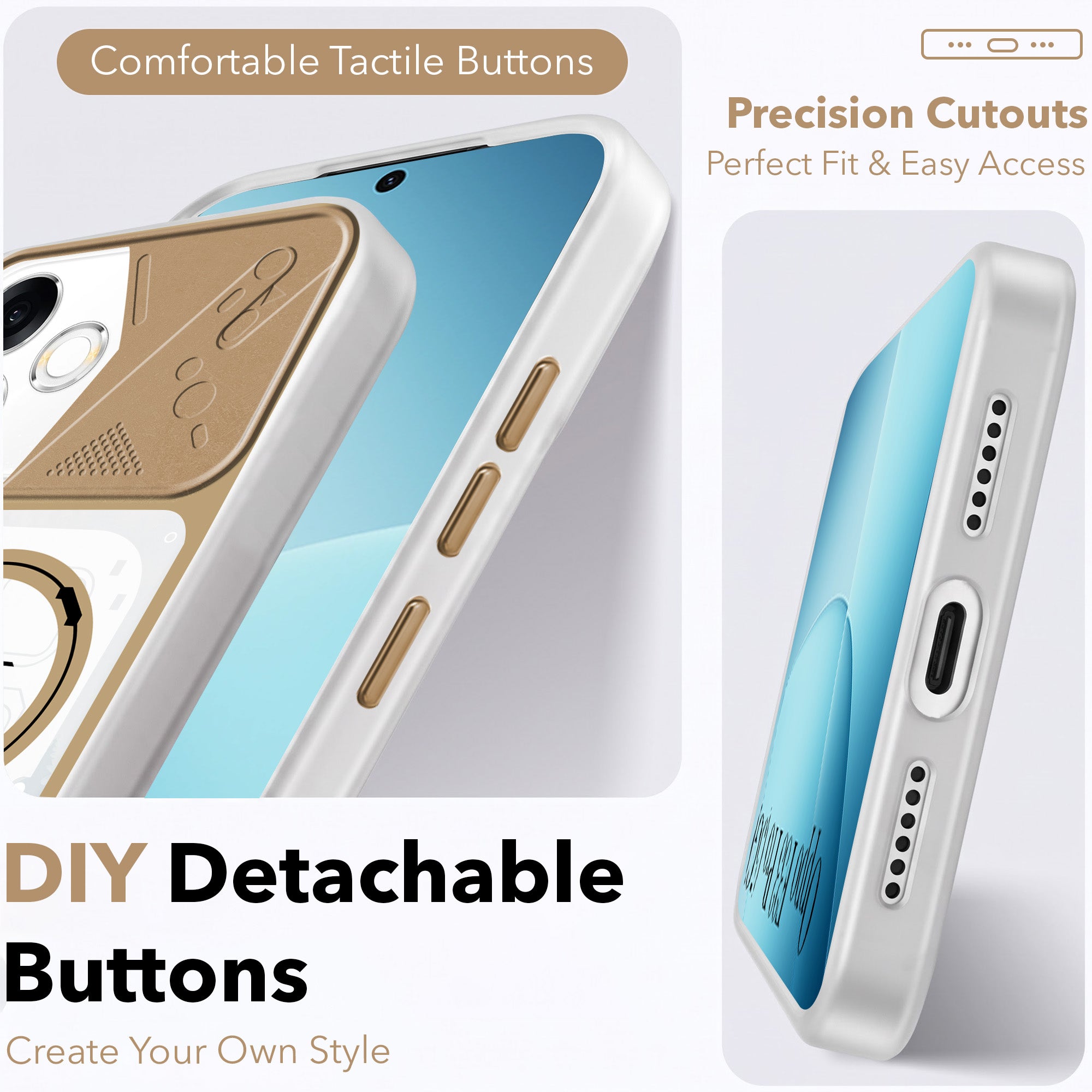 For Oppo F33 Pro 5G Metallic Back Cover Case (Metallic Camera Protection & Buttons | Translucent Milky Shade | Hard Polycarbonate)