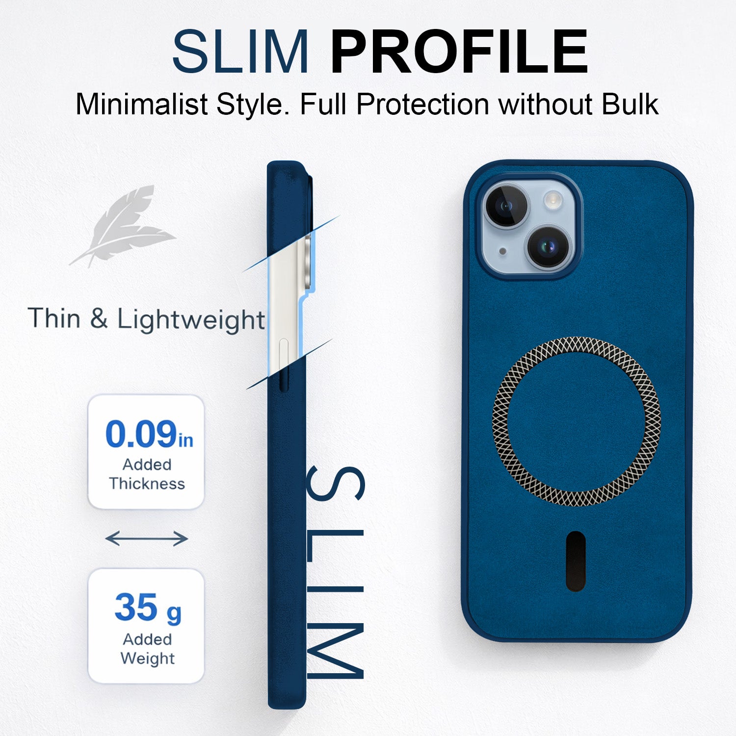 For Apple iPhone 14 Back Cover Case (Sleek Leather Finish | MagSafe Compatible Wireless Charging | Camera Bump Protection)