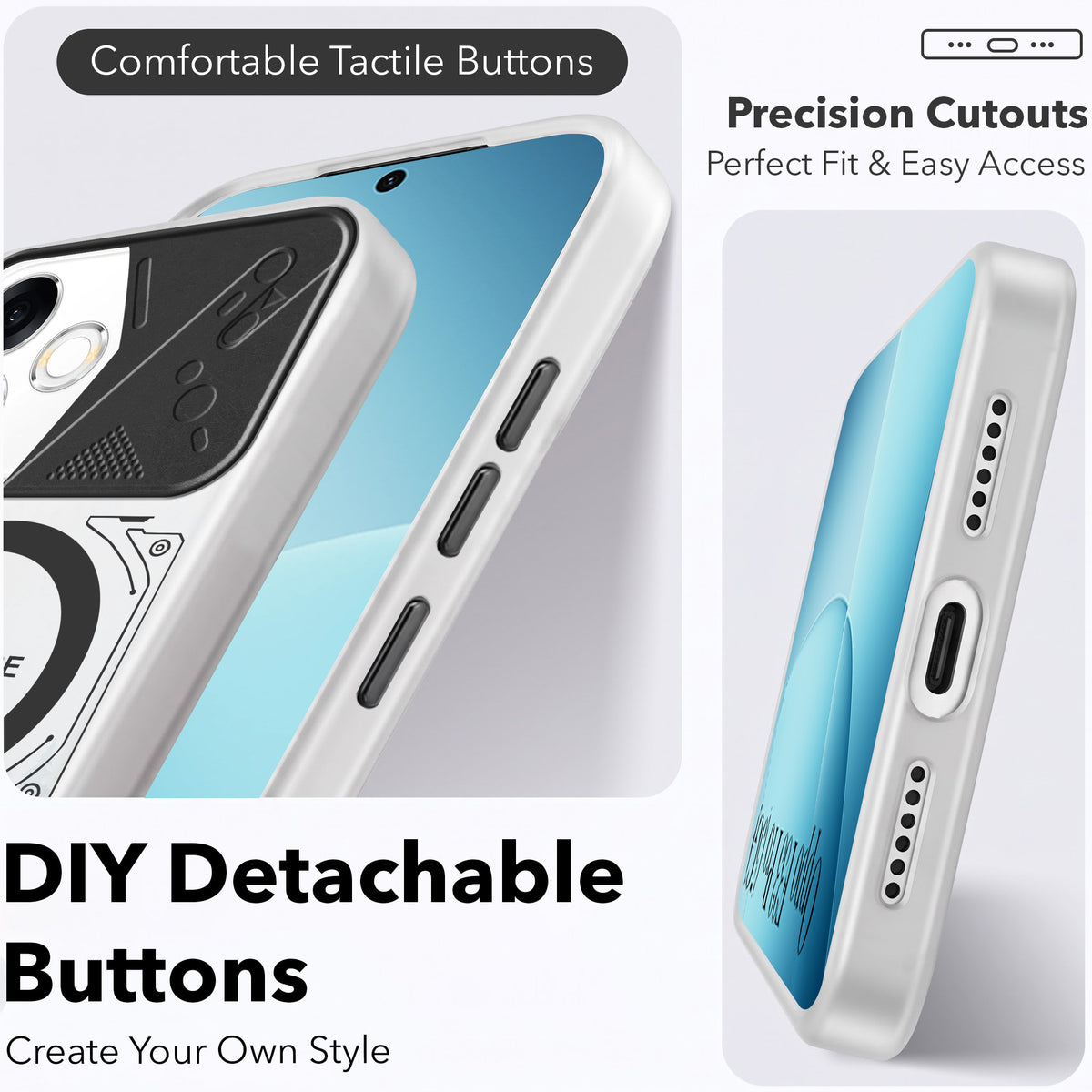 For Oppo F33 Pro 5G Metallic Back Cover Case (Metallic Camera Protection & Buttons | Translucent Milky Shade | Hard Polycarbonate)