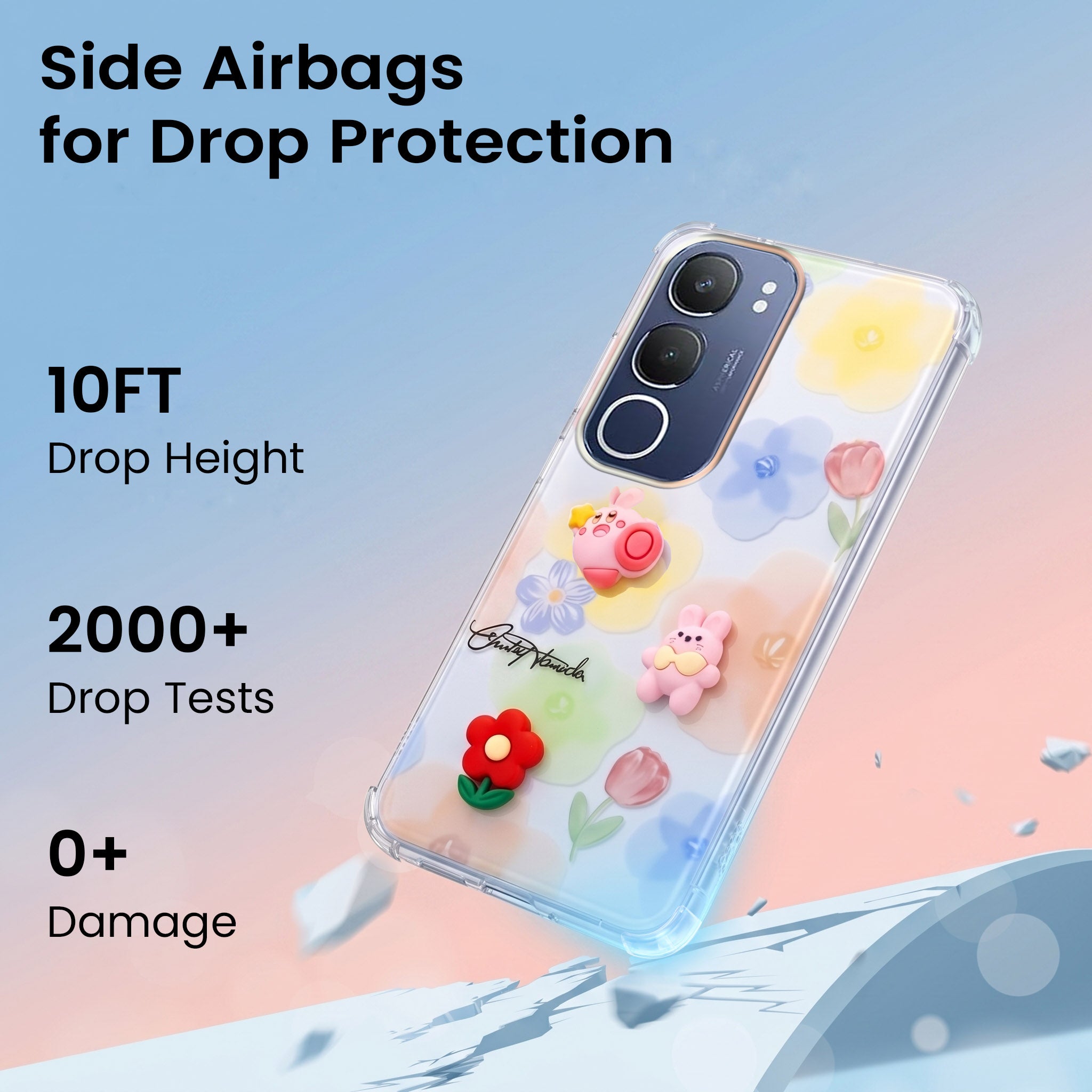 For Vivo Y29 Back Cover Case (3D Cute Cartoons | Hard Back Side Soft | Matte Premium Finish | HD Printing)