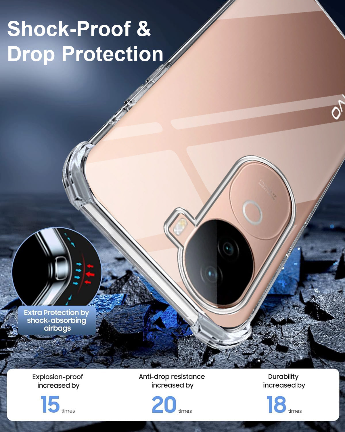 For Vivo V40e Back Cover Shockproof Crystal-Clear (Drop & Camera Protection | Hard Polycarbonate)