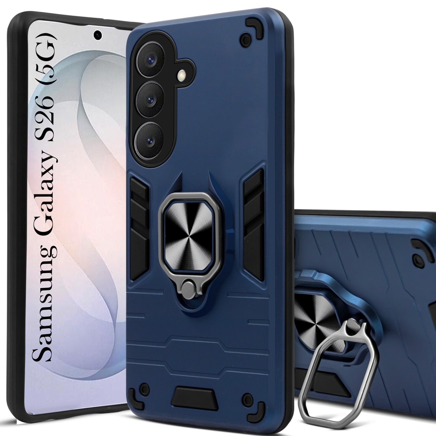 For Samsung Galaxy S26 5G Back Cover Case Hybrid Armor (Shockproof Dual Layer Polycarbonate |Ring Holder Kickstand)