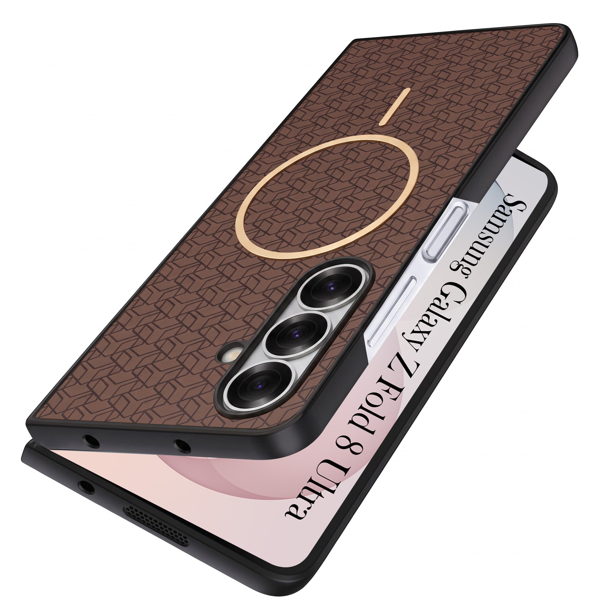 For Samsung Galaxy Z Fold 8 Ultra Back Cover Case Leather Finish (MagSafe Wireless Charging Compatible | Inside Microfiber Cloth)