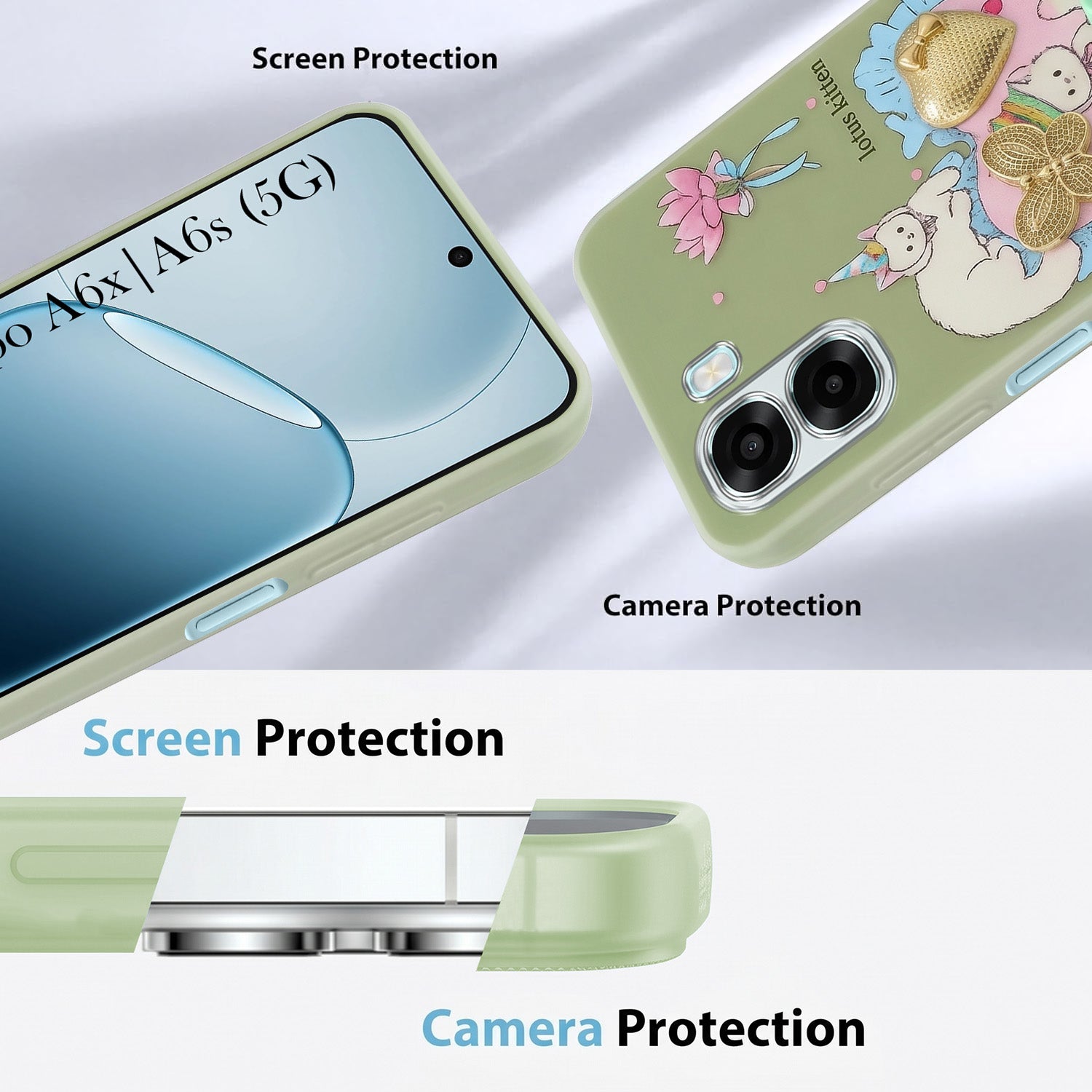 For Oppo A6X | Oppo A6S Back Cover Case (3D Cute Heart Strap Holder | Camera Protection | Designer Girls Print)