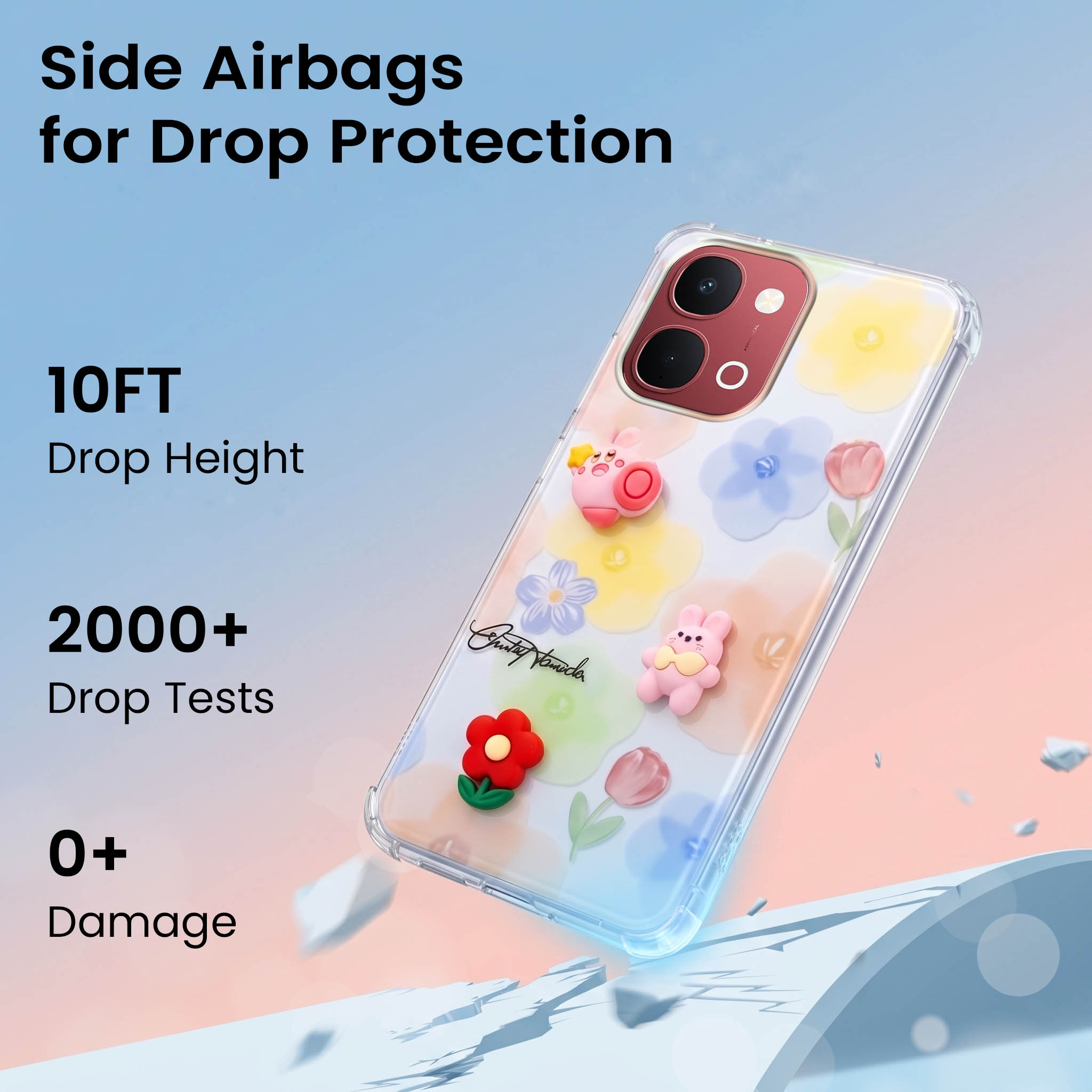 For Vivo Y31T 5G Back Cover Case (3D Cute Cartoons | Hard Back Side Soft | Matte Premium Finish | HD Printing)