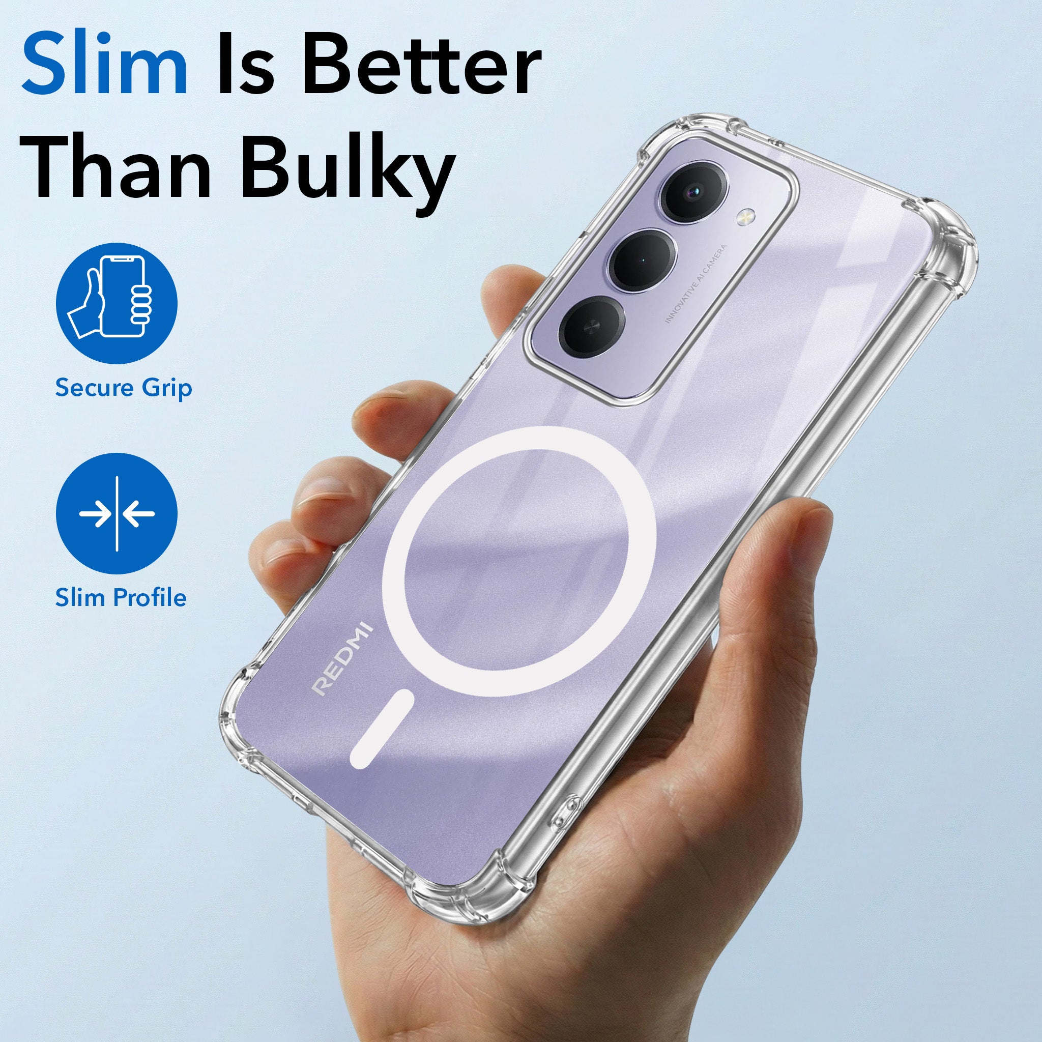 For Redmi 15 Back Cover Shockproof Crystal-Clear (Magsafe Wireless Support | Drop & Camera Protection | Hard Polycarbonate)