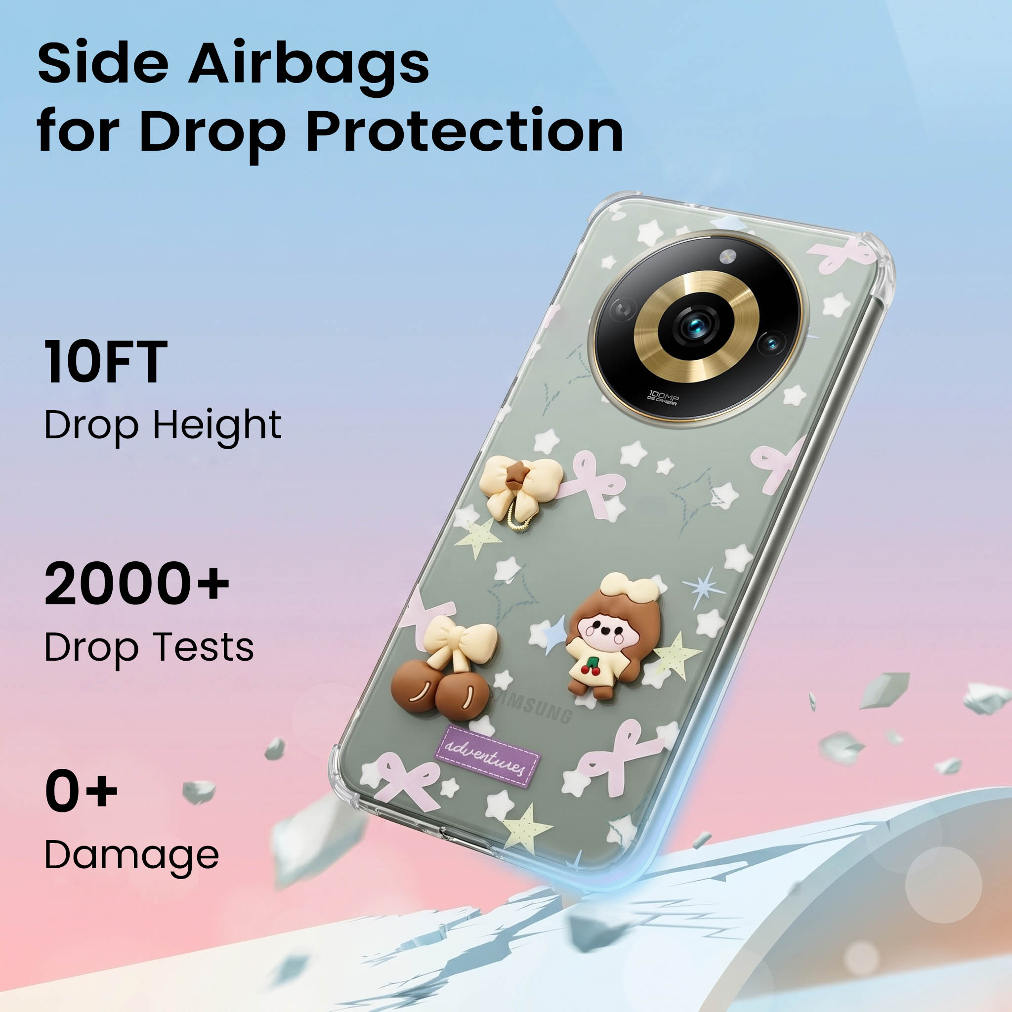 For Realme Narzo 60 Pro Back Cover Case (3D Cute Cartoons | Hard Back Side Soft | Matte Premium Finish | HD Printing)