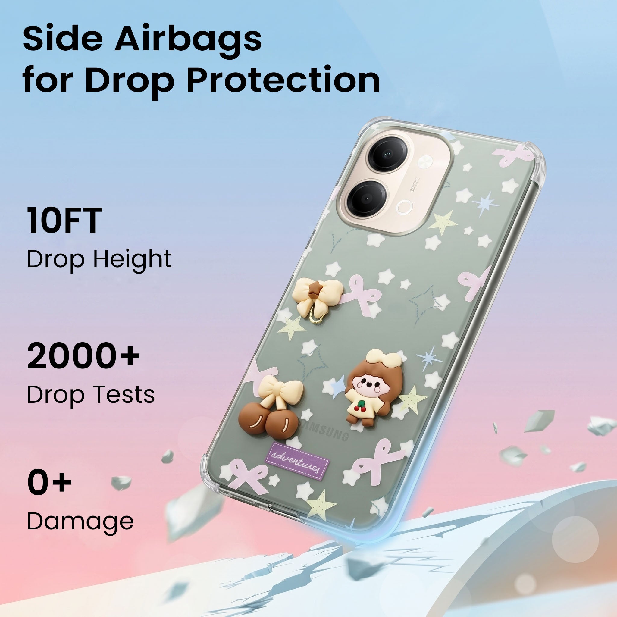 For Vivo Y05 4G Back Cover Case (3D Cute Cartoons | Hard Back Side Soft | Matte Premium Finish | HD Printing)