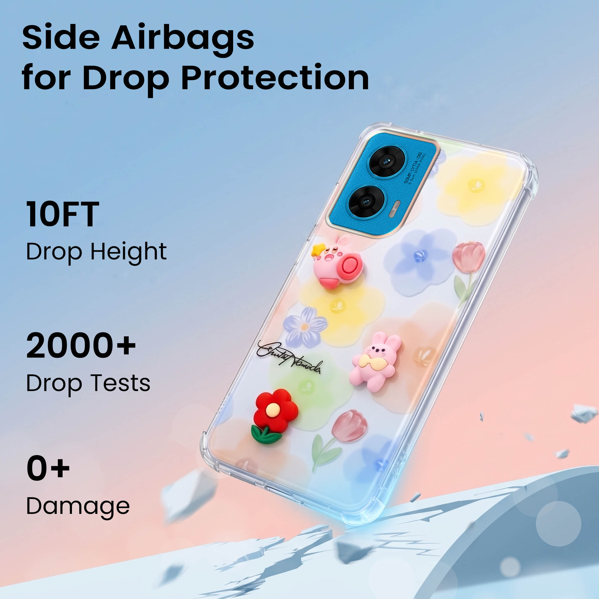 For Motorola Moto G96 Back Cover Case (3D Cute Cartoons | Hard Back Side Soft | Matte Premium Finish | HD Printing)
