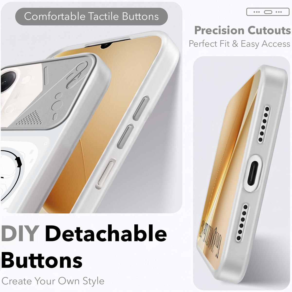 For Vivo iQOO Z11 Lite Metallic Back Cover Case (Metallic Camera Protection & Buttons | Translucent Milky Shade | Hard Polycarbonate)