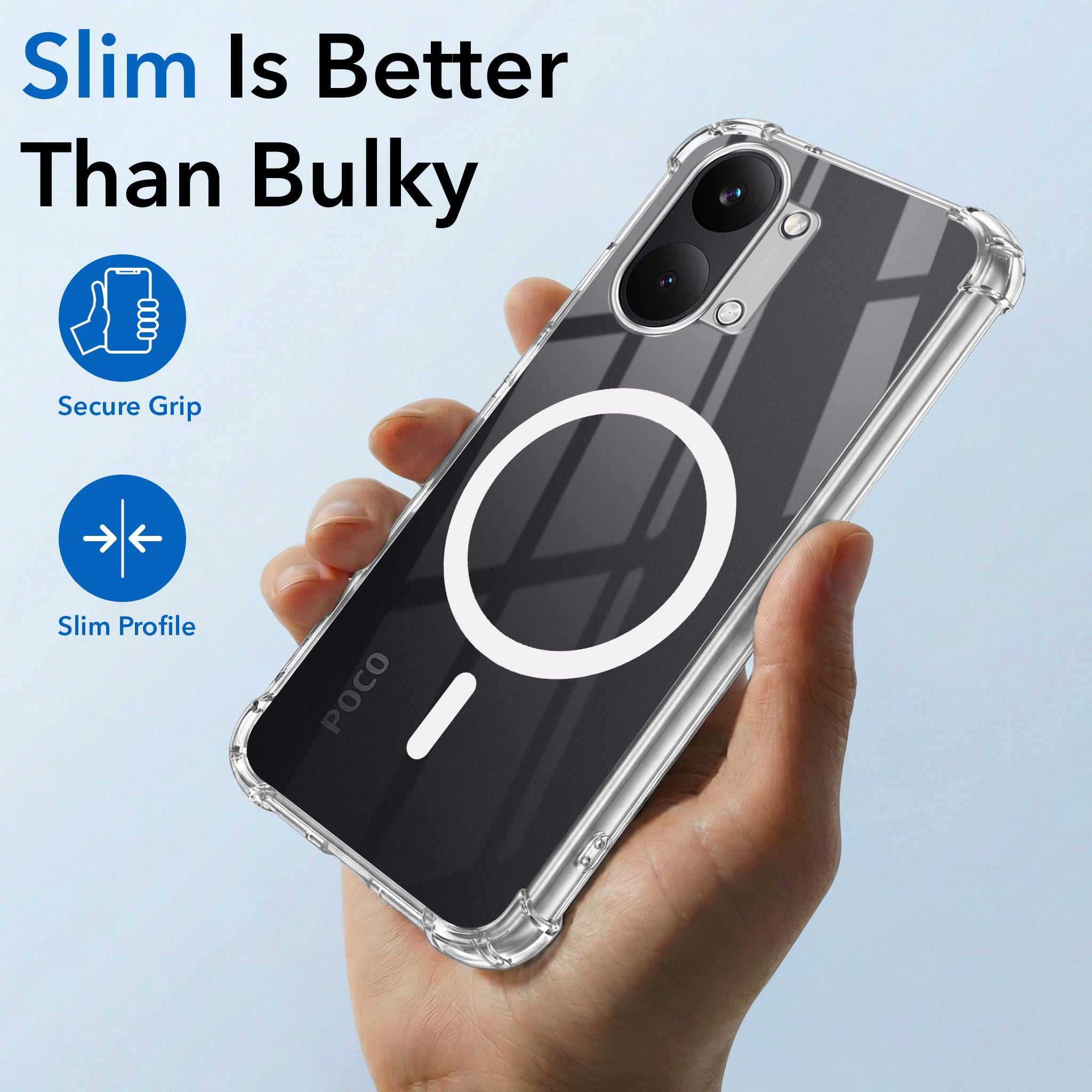 For Poco X8 Pro Max 5G Back Cover Shockproof Crystal-Clear (Magsafe Wireless Support | Drop & Camera Protection | Hard Polycarbonate)