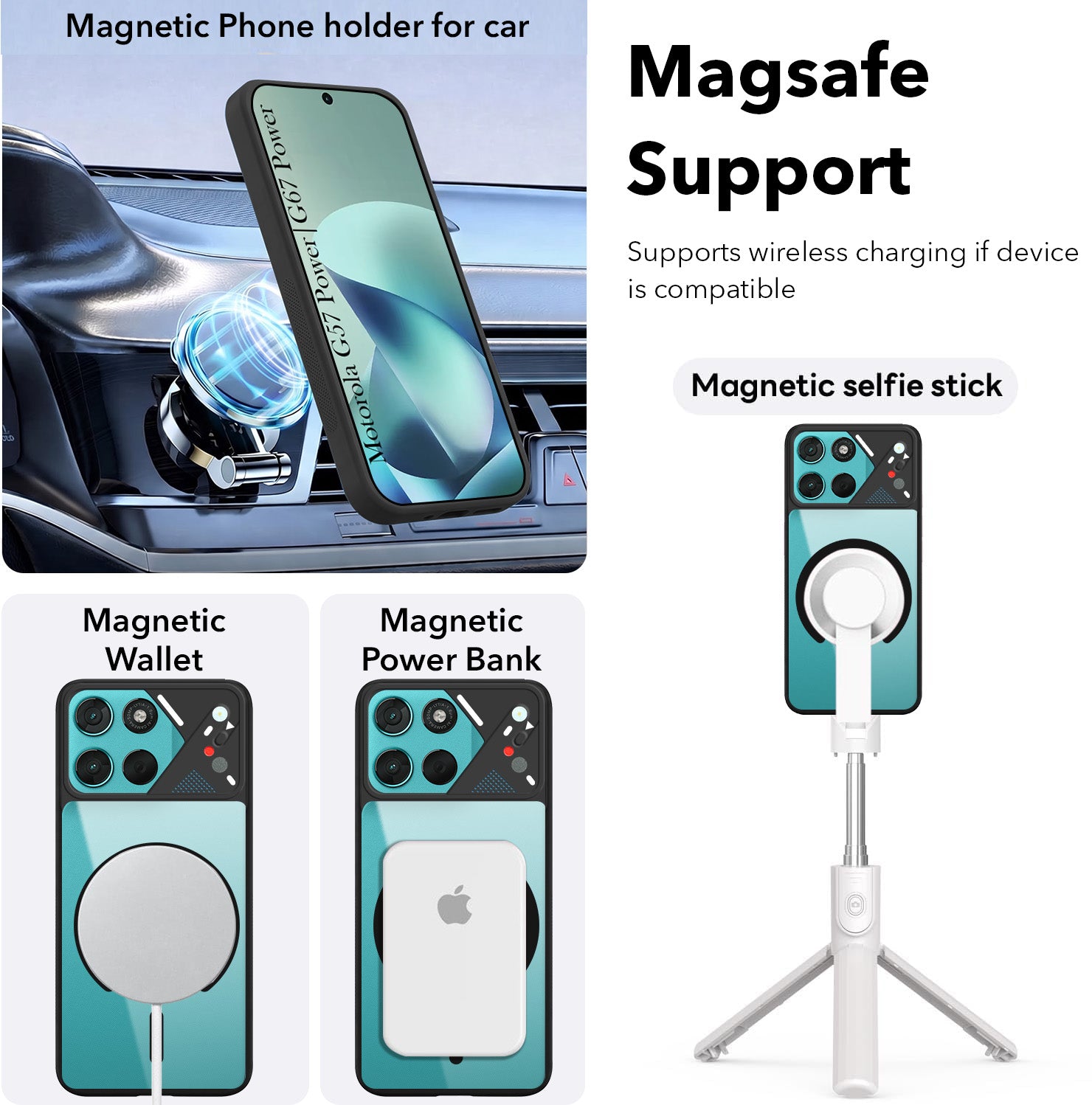 For Motorola Moto G67 Power | G57 Power Back Cover Case Lifetime Anti-Yellow Clear (Camera Protection | Side Grip | Wireless MagSafe Compatible)