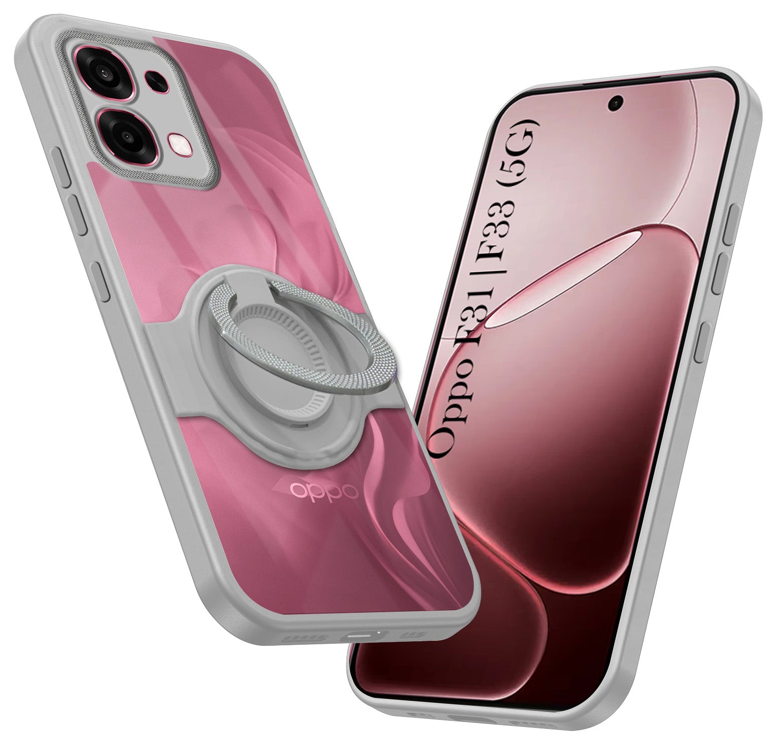 For Oppo F31 5G | Oppo F33 5G Back Cover Case with stand (Built-in Ring Holder Kickstand | Lifetime Anti Yellow | Camera Protection)