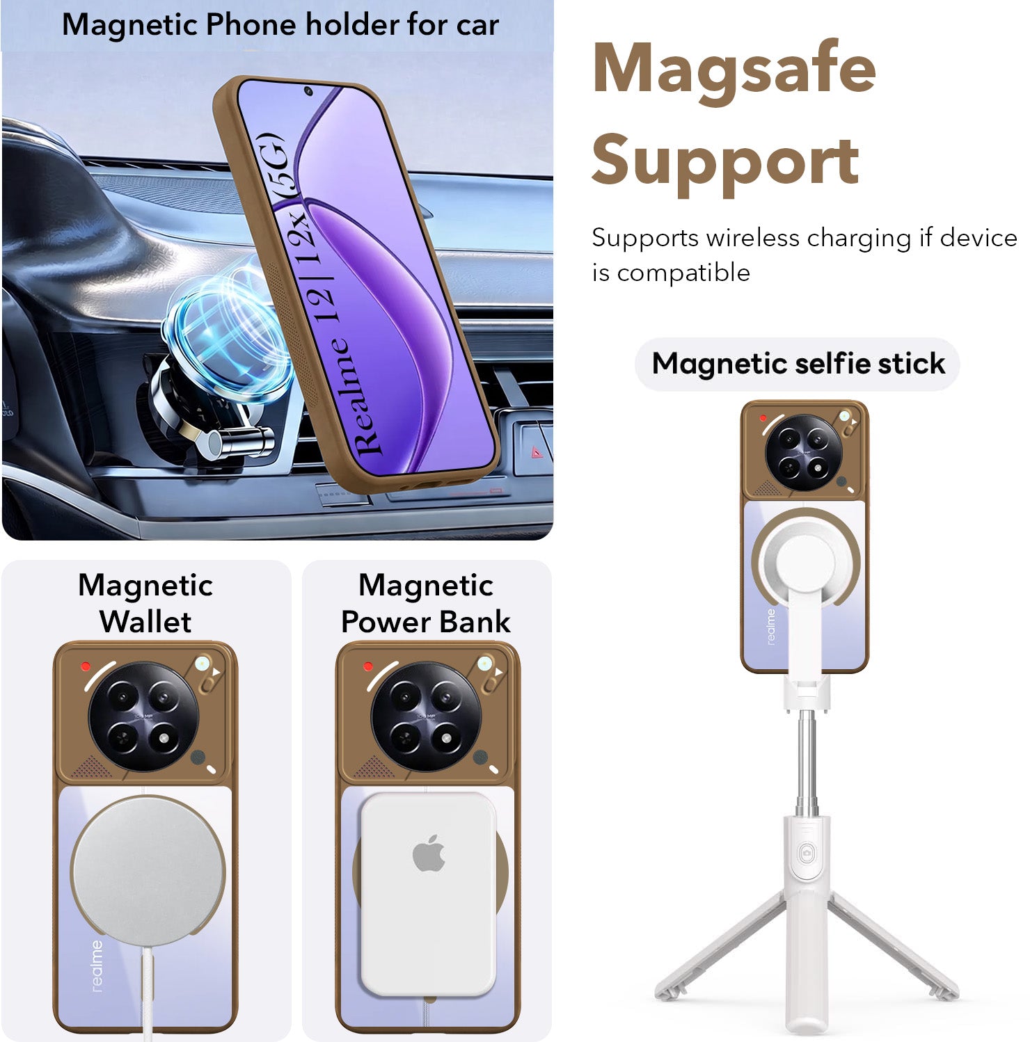 For Realme 12 | Realme 12X Back Cover Case Lifetime Anti-Yellow Clear (Camera Protection | Side Grip | Wireless MagSafe Compatible)