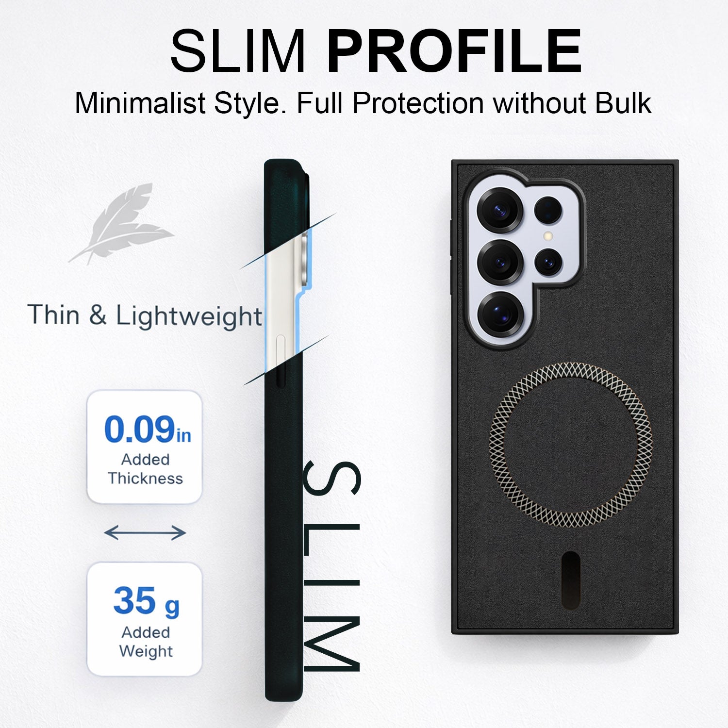 For Samsung Galaxy S25 Ultra Back Cover Case (Sleek Leather Finish | MagSafe Compatible Wireless Charging | Camera Bump Protection)