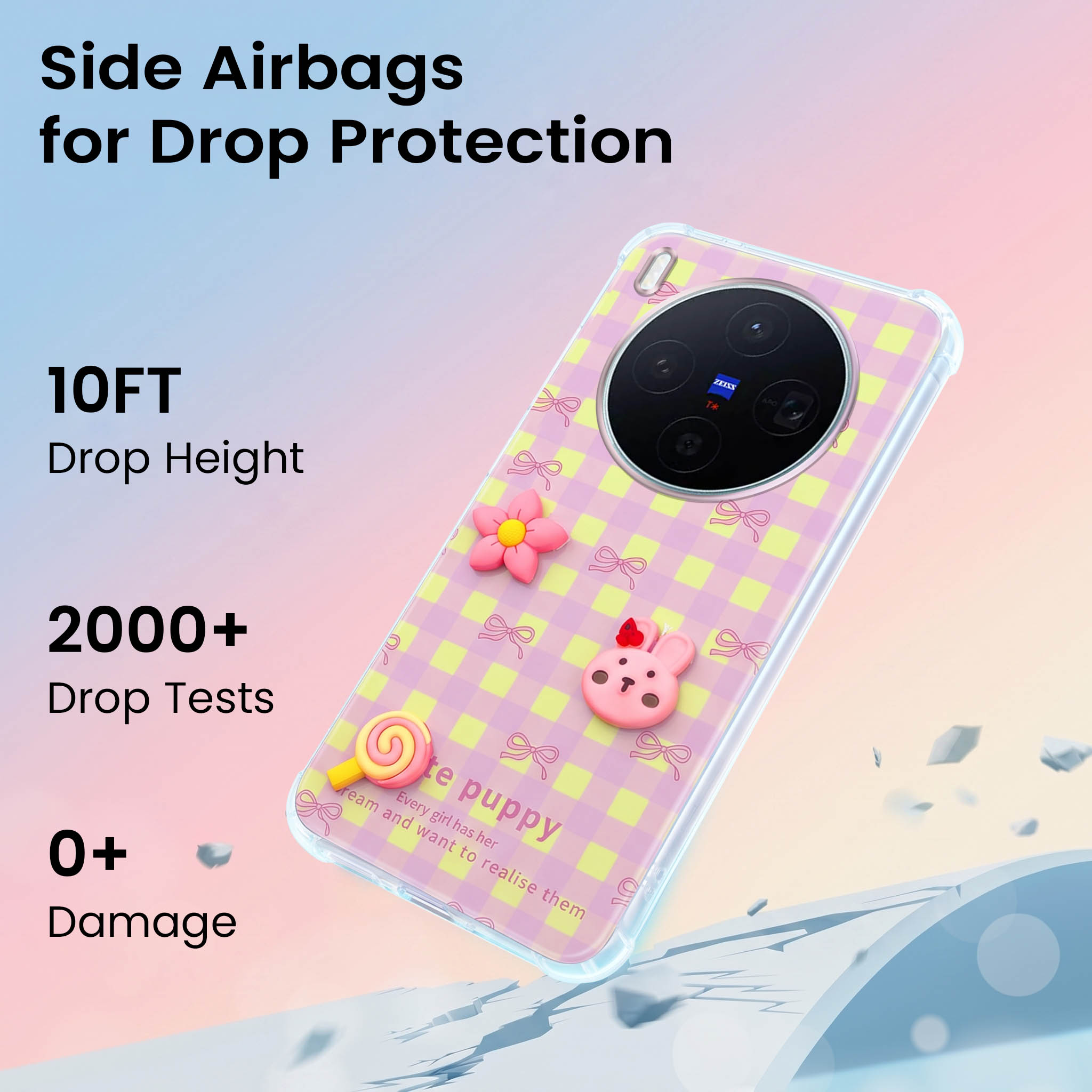 For Vivo X300 5G Back Cover Case (3D Cute Cartoons | Hard Back Side Soft | Matte Premium Finish | HD Printing)