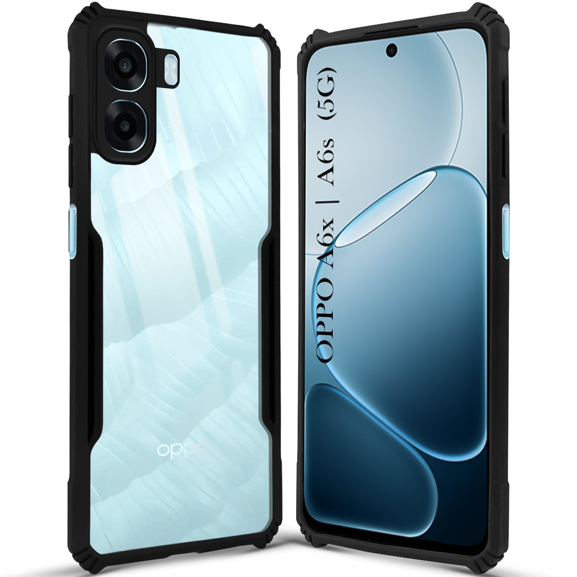 For Oppo A6X | Oppo A6S Back Cover Case Hybrid (Shockproof with Polycarbonate Clear Panel | Professional Black)