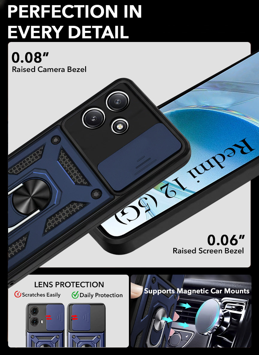 For Redmi 12 5G Back Cover Case (Hybrid Dual Armor Polycarbonate)