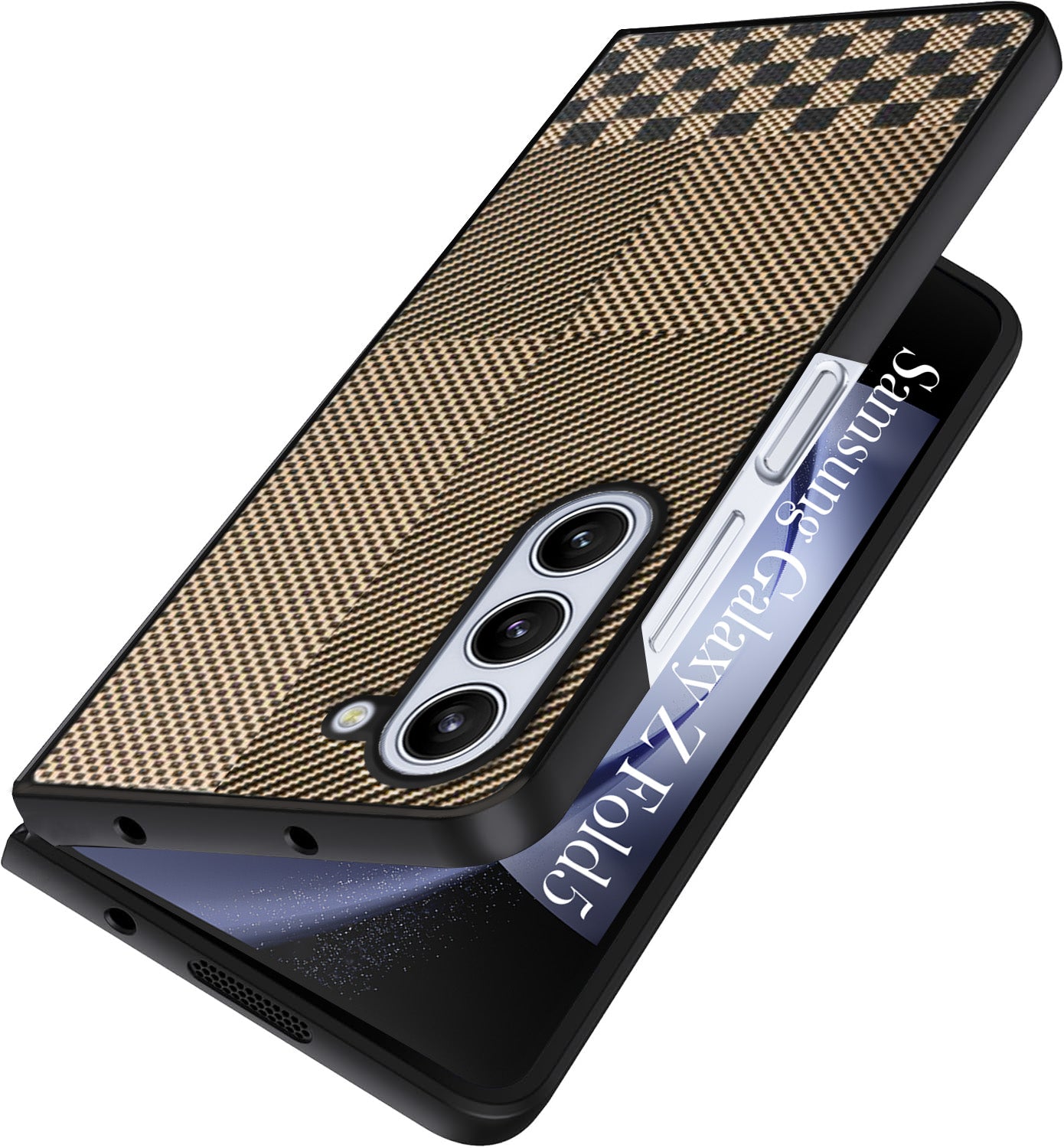 For Samsung Galaxy Z Fold 5 5G Back Flip Case Cover (Craft Printed Design | Hybrid Texture | Inside Microfiber Cloth)