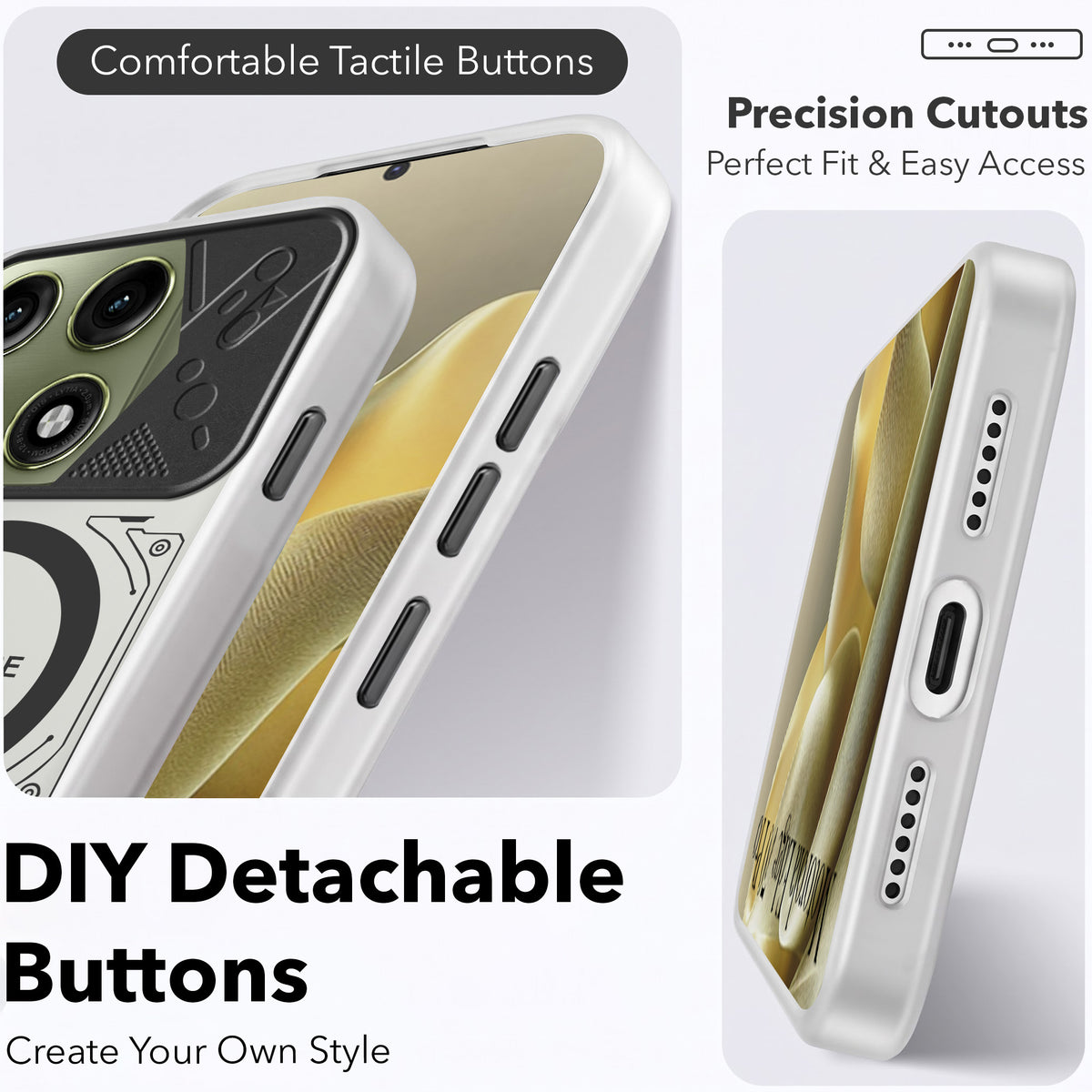 For Motorola Edge 70 Pro | Edge 70 Pro Plus Metallic Back Cover Case (Metallic Camera Protection & Buttons | Translucent Milky Shade | Hard Polycarbonate)