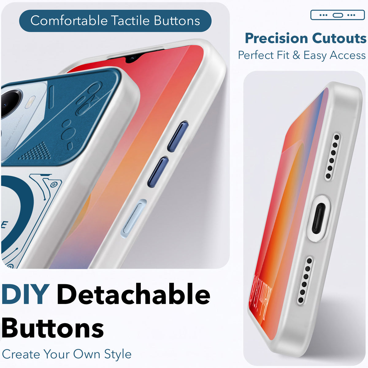 For Redmi 15A 5G Metallic Back Cover Case (Metallic Camera Protection & Buttons | Translucent Milky Shade | Hard Polycarbonate)