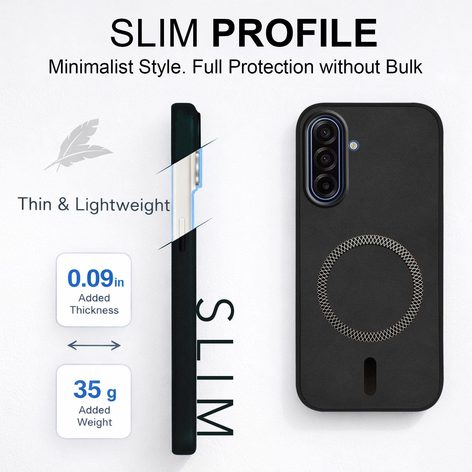 For Samsung Galaxy A17 | Samsung F17 | Samsung M17 5G Back Cover Case Leather Finish (MagSafe Compatible Wireless Charging | Soft Touch | Camera Bump Protection)