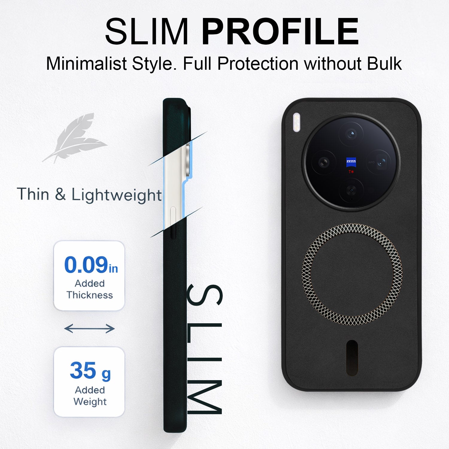 For Vivo X300 5G Back Cover Case Leather Finish (MagSafe Compatible Wireless Charging | Soft Touch | Camera Bump Protection)
