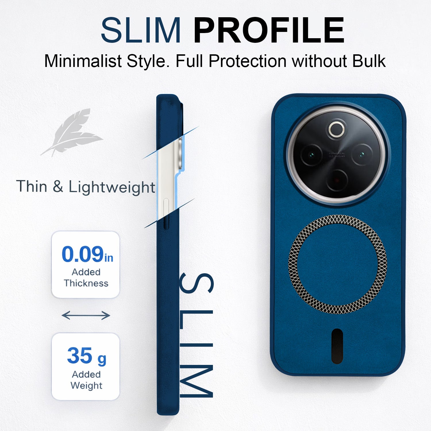 For Vivo T4 Back Cover Case Leather Finish (MagSafe Compatible Wireless Charging | Soft Touch | Camera Bump Protection)