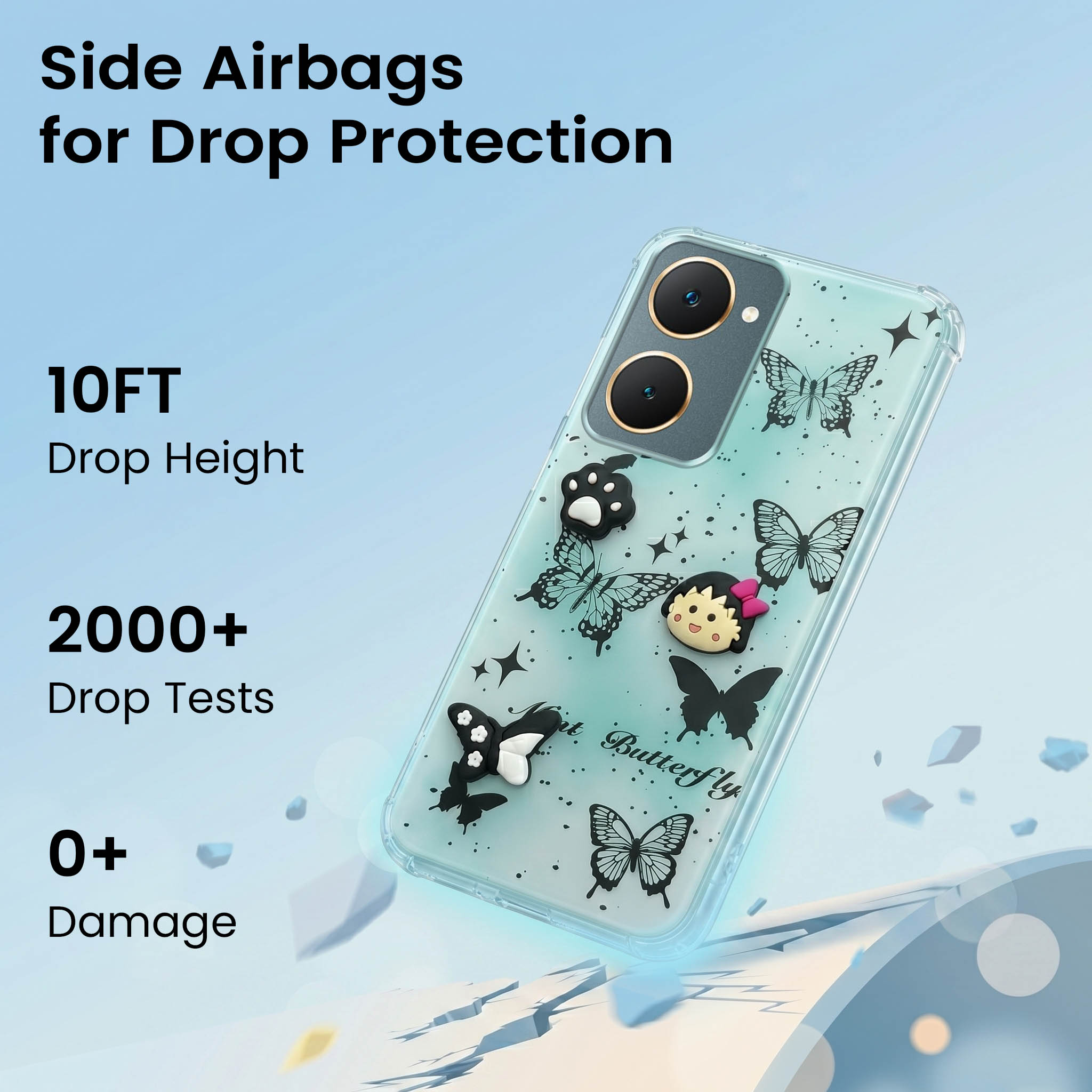For Vivo Y18 | Y18e | Y03 | Y18i | Y18t Back Cover Case (3D Cute Cartoons | Hard Back Side Soft | Matte Premium Finish | HD Printing)