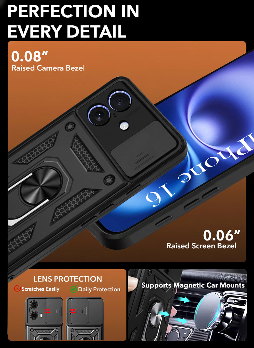 For Apple iPhone 16 Back Cover Case (Hybrid Dual Armor Polycarbonate)